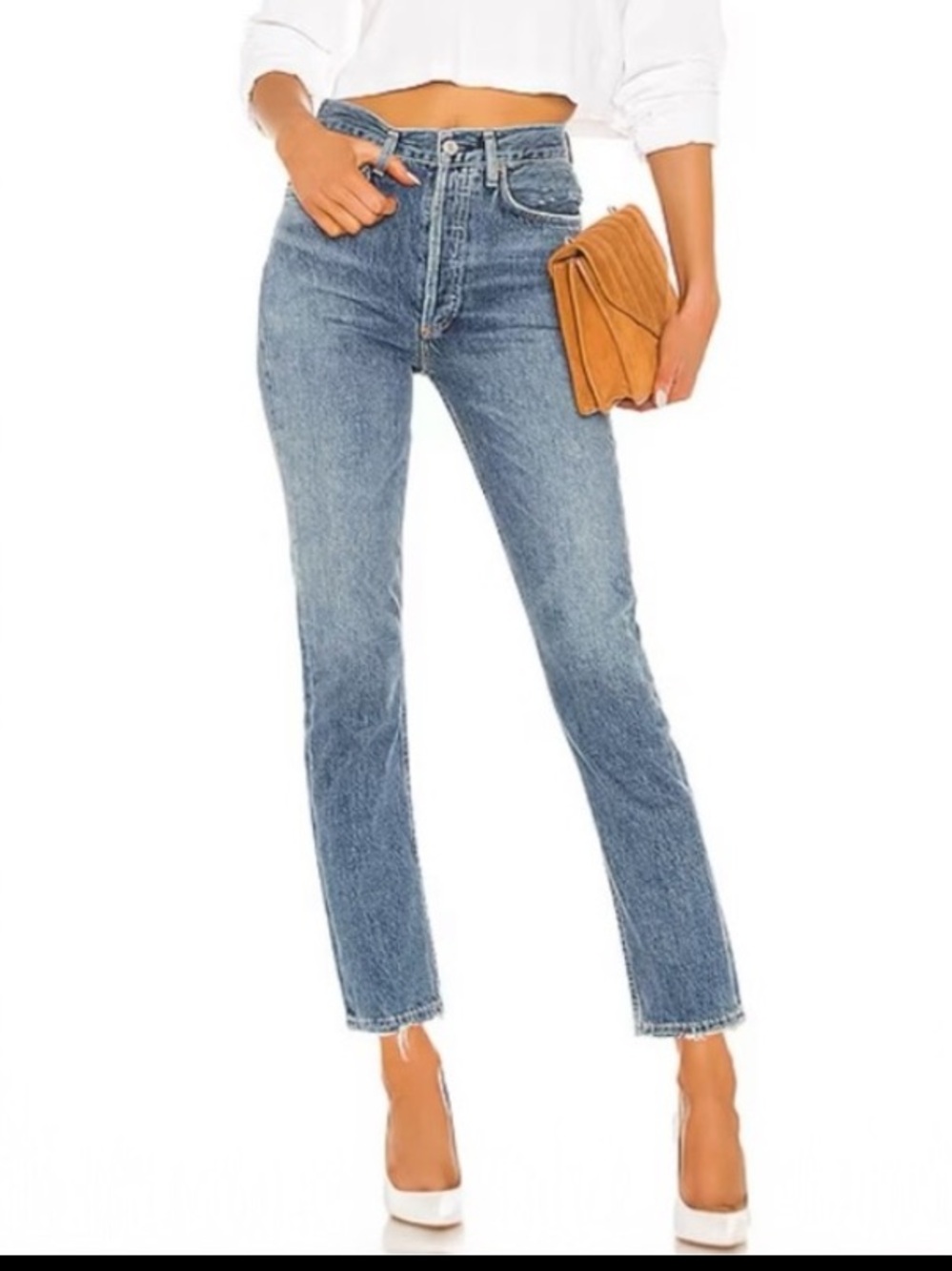 AGOLDE
Riley High Rise Straight Jeans in Frequency Size 25